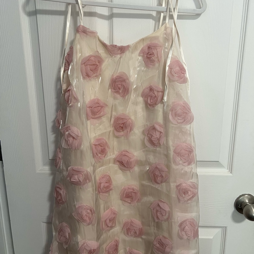 Lulu's Cream and Pink Mini Slip Dress for Weddings